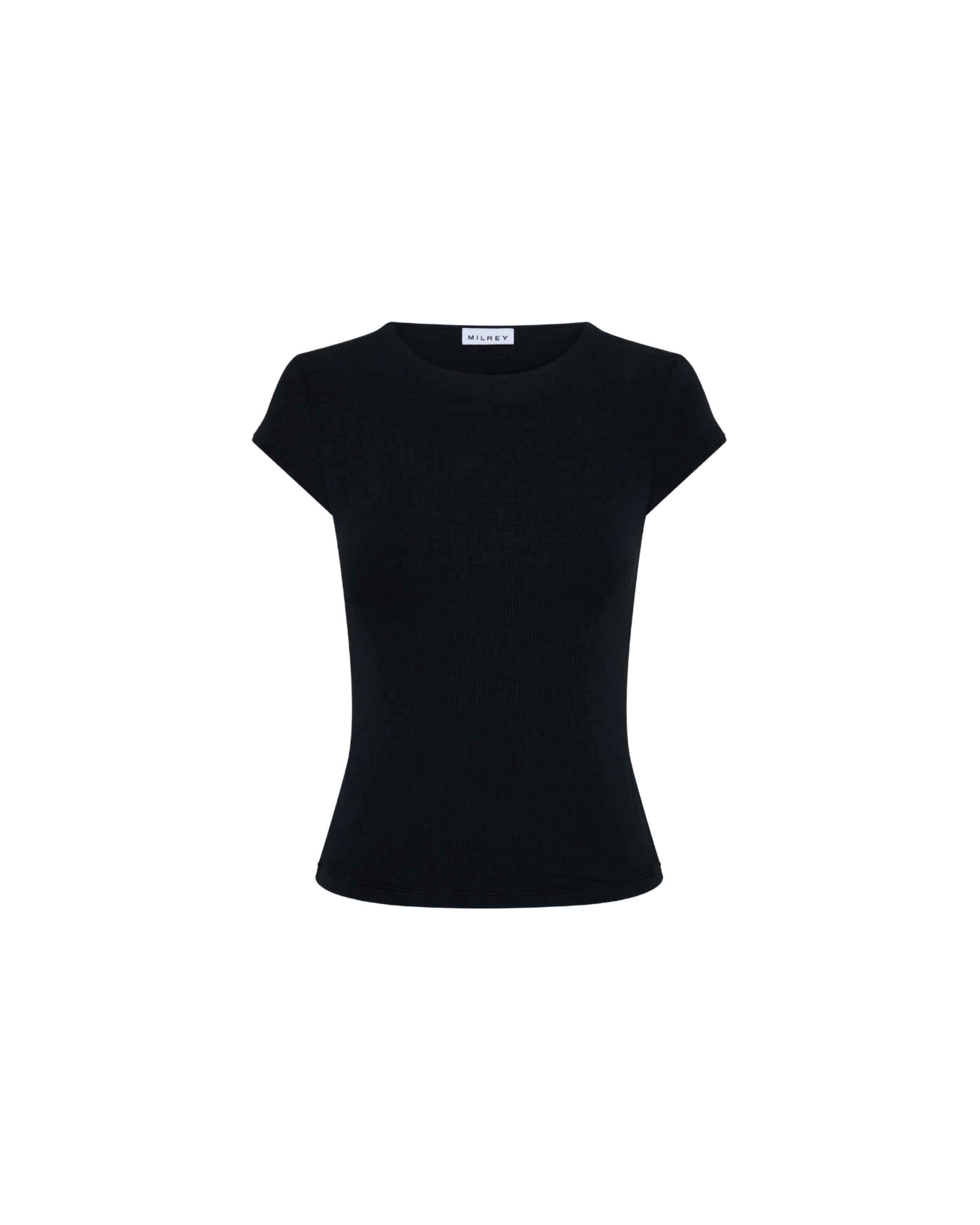 Ribbed Cap Sleeve Riding Top - Black