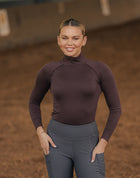 Mia Mock Neck Long Sleeve - Brown