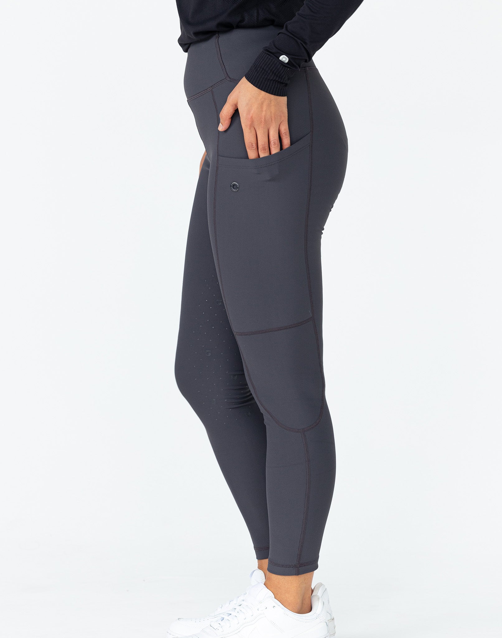 Ribbed Riding Leggings - Grey
