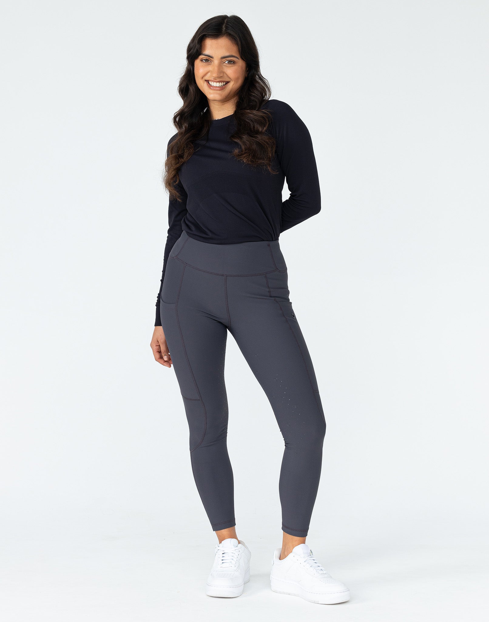 Ribbed Riding Leggings - Grey