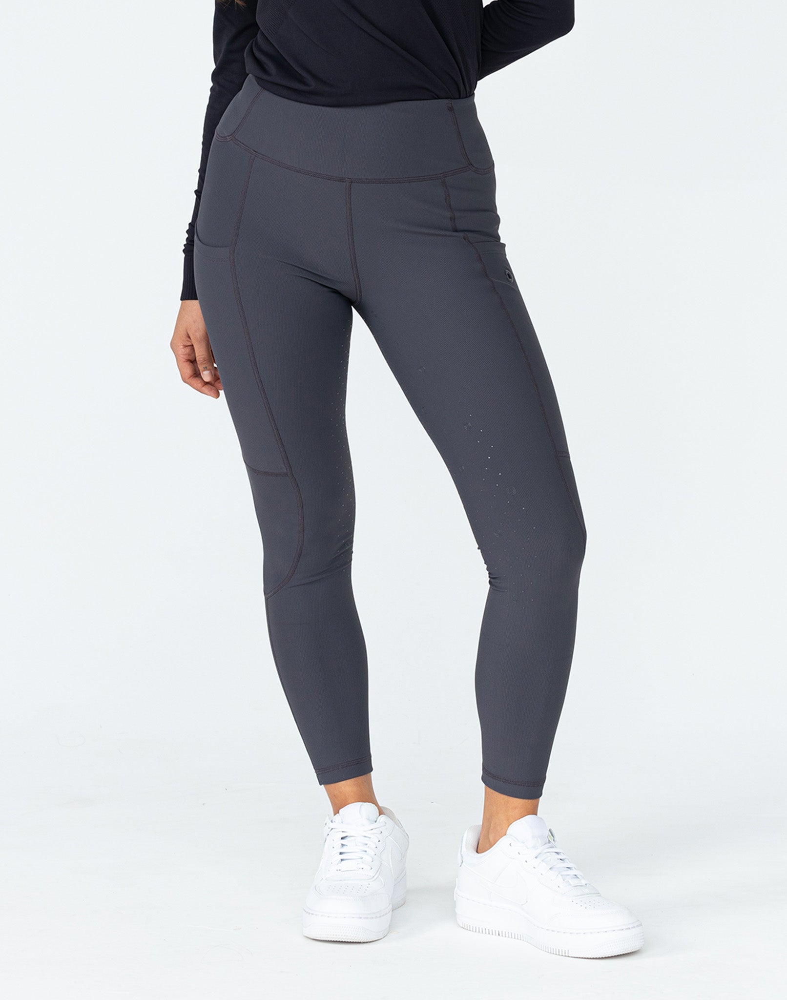 Ribbed Riding Leggings - Grey