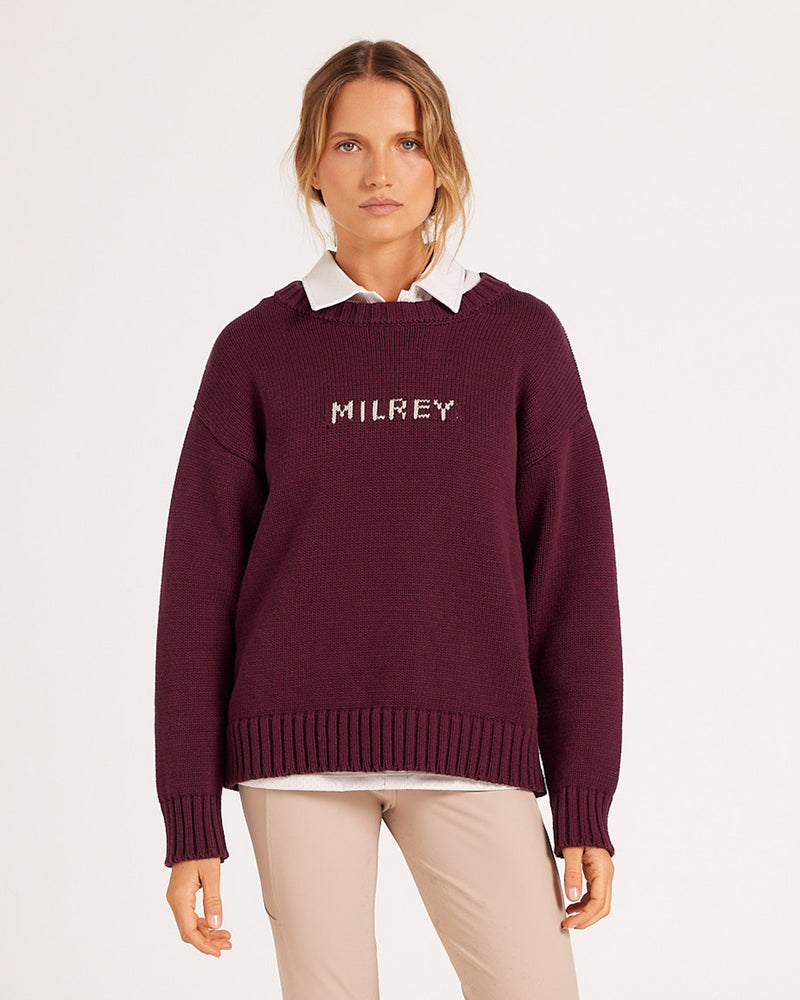 Classic Logo Knit Sweater - Burgundy