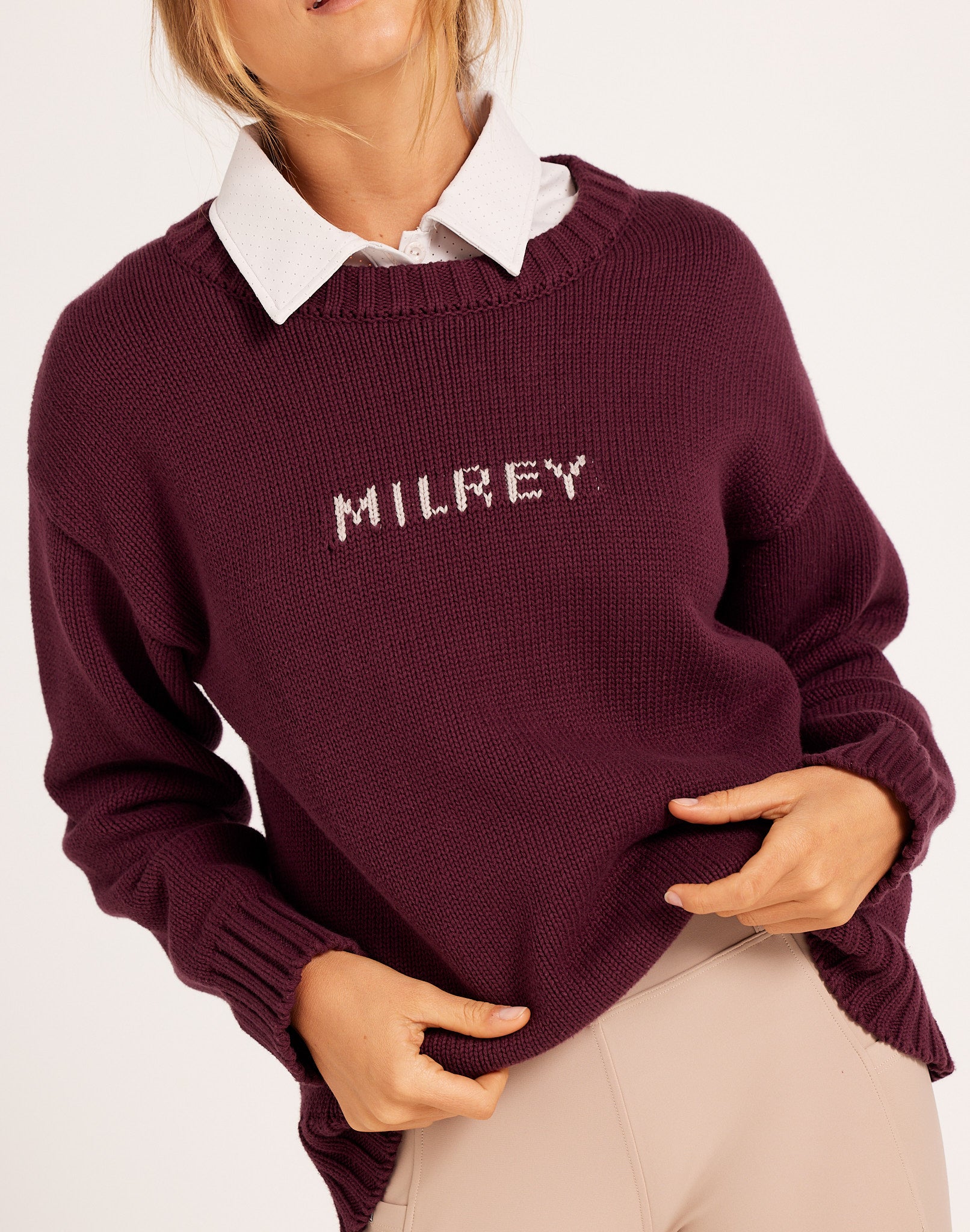 Classic Logo Knit Sweater Burgundy Milrey