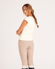Ribbed Cap Sleeve Riding Top - Creme