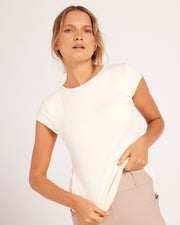 Ribbed Cap Sleeve Riding Top - Creme