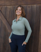 Long Sleeve Polo Shirt - Light Khaki