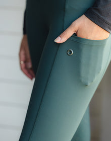 Ribbed Riding Leggings - Jade Green