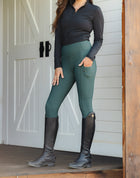 Ribbed Riding Leggings - Jade Green