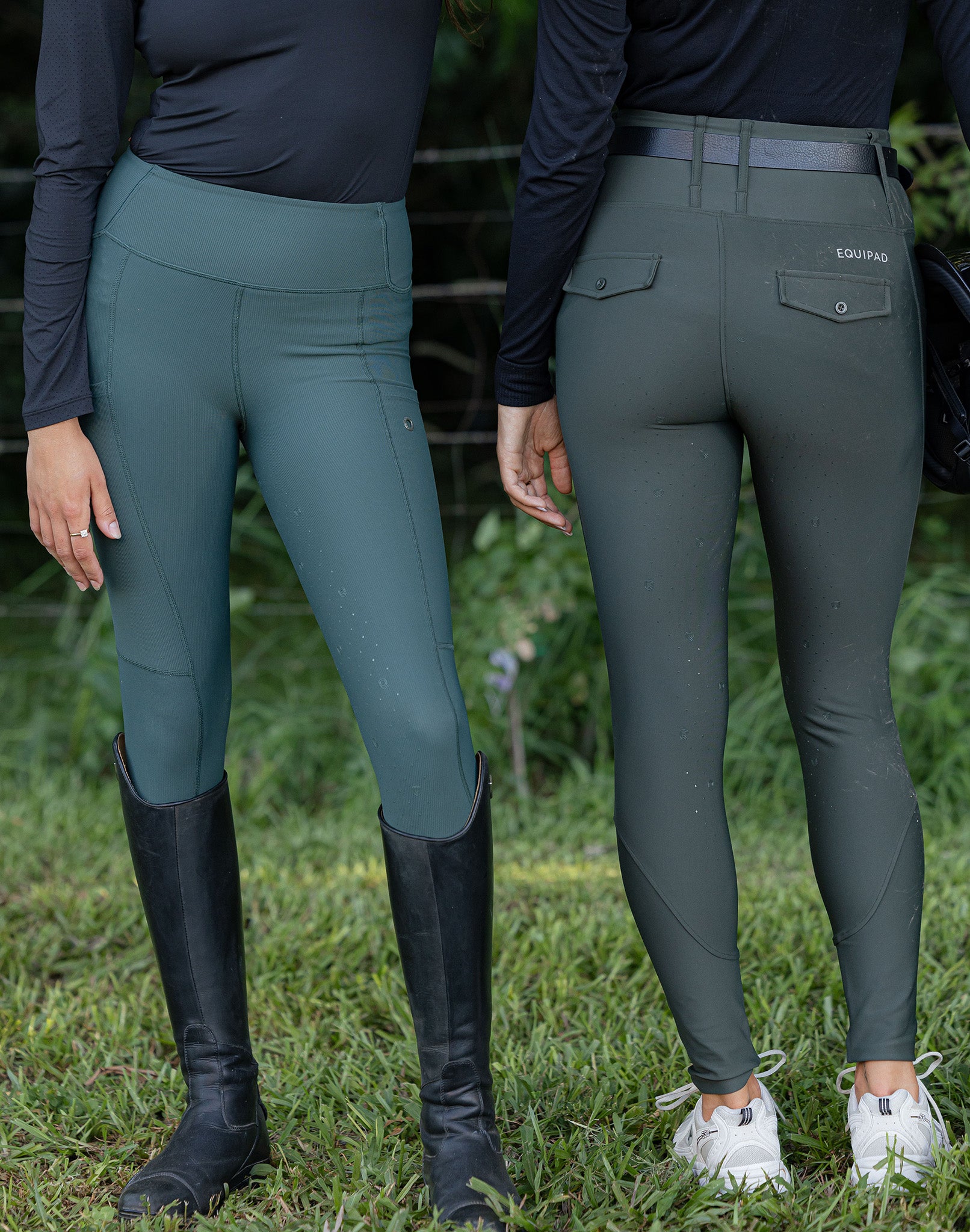 Ribbed Riding Leggings - Jade Green
