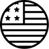 Circular emblem with American flag design